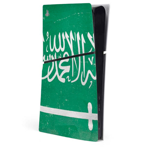 Saudi Arabia Flag Distressed PS5 Slim Digital Edition Console Skin